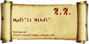 Nyúli Niké névjegykártya